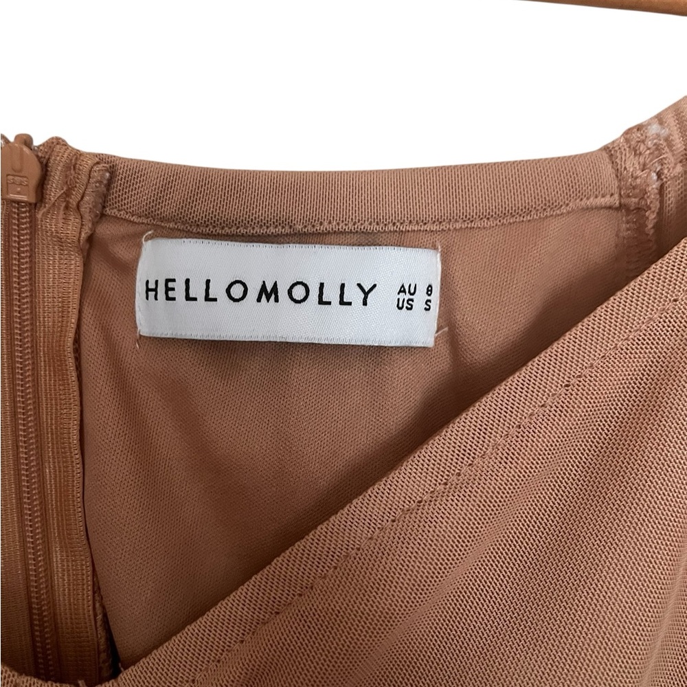 Hello Molly•Off Shoulder Drawstring Ruched Nude BodyCon Dress - Picture 4 of 5